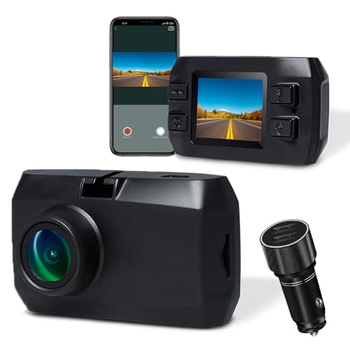 Vsysto 2K WiFi Dashcam Mini Auto Camrea Auto DVR mit Objektiv Sony323 Auto Ladegerät Dual USB Port G Sensor Loop Aufnahme (Einzelkamera) von VSYSTO