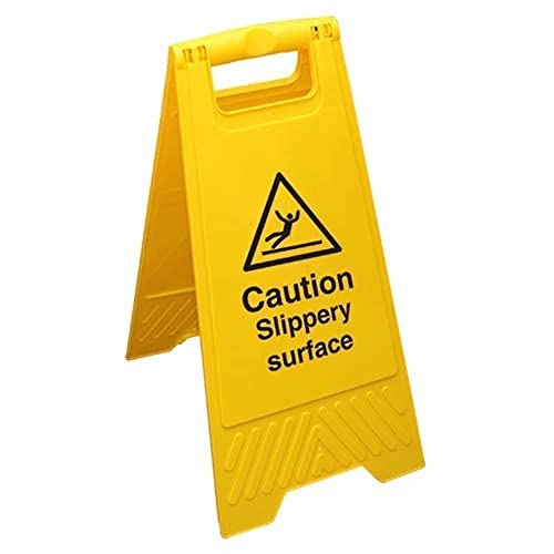 Aufstellschild mit Aufschrift "Caution Slippery Surface", doppelseitig, Gelb von VSafety