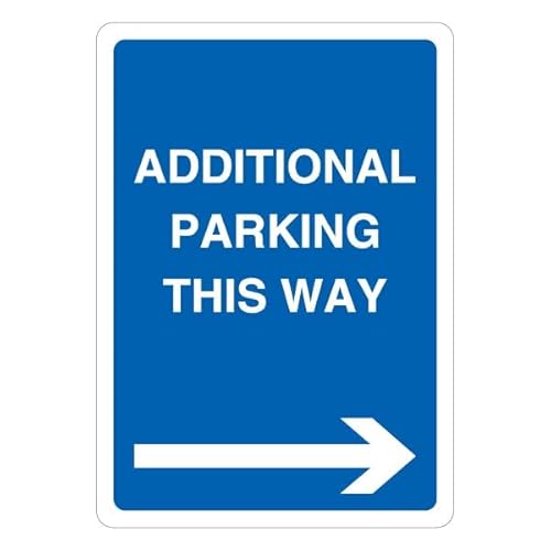 V Safety Additional Parking This Way – Blauer Pfeil rechts, 297 x 210 cm, selbstklebendes Vinyl-Sicherheitsschild von VSafety