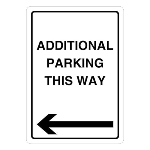 V Safety Additional Parking This Way – Pfeil links, 297 x 210 cm, selbstklebendes Vinyl-Sicherheitsschild von VSafety