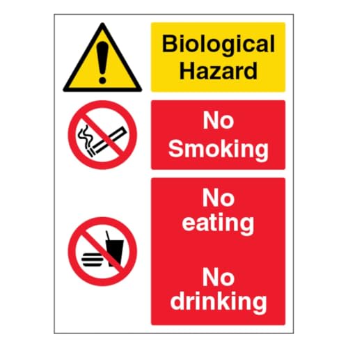 V Safety Biological Hazard/No Smoking – Hochformat, 150 x 200 mm, selbstklebendes Vinyl-Sicherheitsschild von VSafety