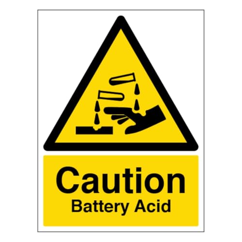 V Safety Caution Battery Acid – Hochformat, 150 x 200 mm, selbstklebendes Vinyl-Sicherheitsschild von VSafety