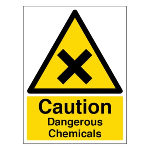 V Safety Caution Dangerous Chemicals – Hochformat, 300 x 400 mm, selbstklebendes Vinyl-Sicherheitsschild von VSafety