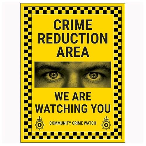 V Safety Crime Reduction Area/We Are Watching You/Community Crime Watch 150 x 200 mm – Face Adhesive Window Sticker Safety Sign von VSafety