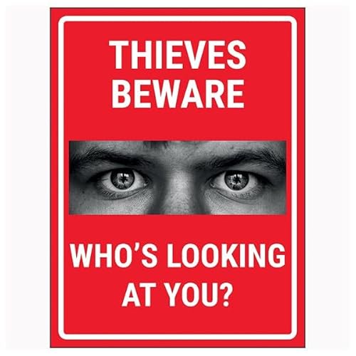 V Safety Criminals Beware Who's Looking At You? Rot 150 x 200 mm – selbstklebendes Vinyl – Aluminiumeffekt-Sicherheitsschild V Safety Criminals Beware Who's Looking At You? Rot 150 x 200 mm – selbstklebendes Vinyl – Aluminiumeffekt-Sicherheitsschild von VSafety