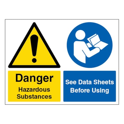 V Safety Danger Hazardous Substances/See Data Sheets – Querformat, 400 x 300 mm, selbstklebendes Vinyl-Sicherheitsschild von VSafety