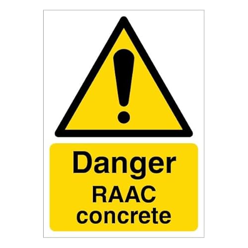 V Safety Danger RAAC Concrete – Hochformat, 450 x 600 mm, 3 mm, reflektierendes Aluminiumverbund-Sicherheitsschild von VSafety