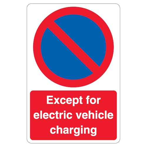 V Safety Except Electric Vehicle Charging - No Waiting 400 x 600 mm – 3 mm reflektierendes Aluminiumverbund-Sicherheitsschild von VSafety