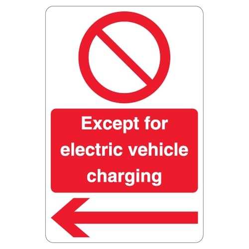 V Safety Except Electric Vehicle Charging - Prohibition - Arrow Left 300 x 450 mm - 3mm Reflective Aluminum Composite Safety Sign von VSafety