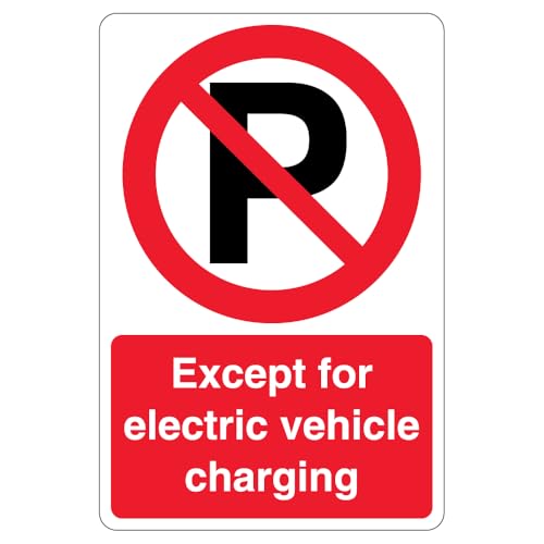 V Safety Except Electric Vehicle Charging – Verbotssymbol 400 x 600 mm – 3 mm Aluminiumverbund-Sicherheitsschild von VSafety