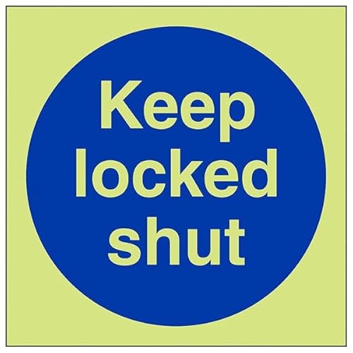 V Safety GITD Keep Locked Shut Hinweisschild, leuchtet im Dunkeln, selbstklebend, Vinyl, 100 x 100 mm V Safety GITD Keep Locked Shut Hinweisschild, leuchtet im Dunkeln, selbstklebend, Vinyl, 100 x 100 mm von VSafety