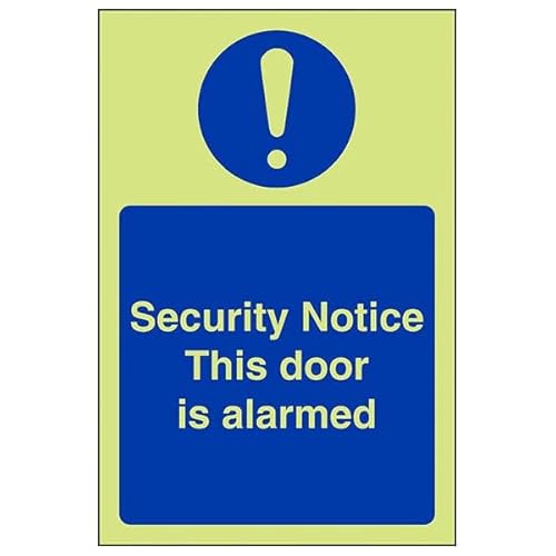 V Safety GITD Sicherheitsschild "Door Is Alarmed", Hochformat, 100 x 150 mm, leuchtet im Dunkeln, selbstklebendes Vinyl-Sicherheitsschild V Safety GITD Sicherheitsschild "Door Is Alarmed", Hochformat, 100 x 150 mm, leuchtet im Dunkeln, selbstklebendes Vinyl-Sicherheitsschild von VSafety