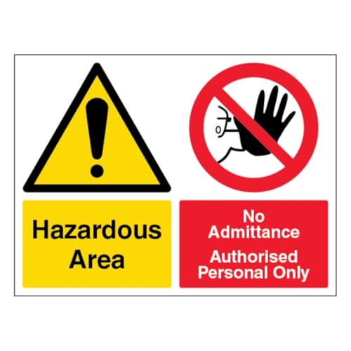 V Safety Hazardous Area/No Admittance – Querformat, 600 x 450 mm, selbstklebendes Vinyl-Sicherheitsschild von VSafety