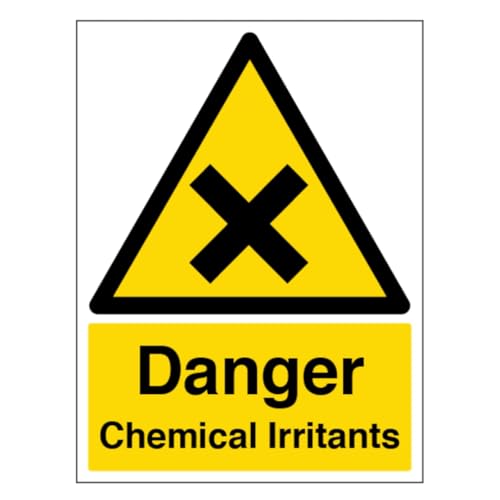 V Safety Hinweisschild "Danger Chemical Irritants", Hochformat, 300 x 400 mm, selbstklebendes Vinyl-Sicherheitsschild von VSafety