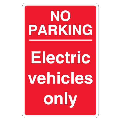 V Safety Hinweisschild mit Aufschrift "No Parking Electric Vehicles Only", 300 x 450 mm, 3 mm, reflektierendes Aluminiumverbund-Sicherheitsschild, Rot von VSafety