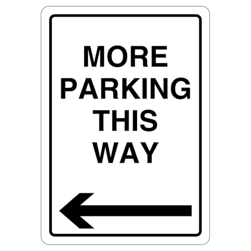 V Safety "More Parking This Way" – Pfeil links, 210 x 297 mm (A4), selbstklebendes Vinyl-Sicherheitsschild von VSafety