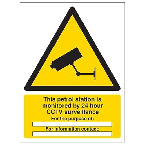 V Safety Petrol Station Monitored By 24 Hour CCTV – Hochformat, 300 x 400 mm, selbstklebendes Vinyl – Aluminium-Effekt Sicherheitsschild V Safety Petrol Station Monitored By 24 Hour CCTV – Hochformat, 300 x 400 mm, selbstklebendes Vinyl – Aluminium-Effekt Sicherheitsschild von VSafety