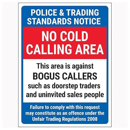 V Safety Police & Trading Standards Notice/No Cold Calling Area/Against Bogus Callers/Failure To Comply, 300 x 400 mm, selbstklebendes Vinyl-Sicherheitsschild V Safety Police & Trading Standards Notice/No Cold Calling Area/Against Bogus Callers/Failure To Comply, 300 x 400 mm, selbstklebendes Vinyl-Sicherheitsschild von VSafety