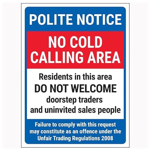 V Safety Polite Notice/No Cold Calling Area/Residents In This Area/Failure To Comply 200 x 300 mm, selbstklebendes Vinyl-Sicherheitsschild V Safety Polite Notice/No Cold Calling Area/Residents In This Area/Failure To Comply 200 x 300 mm, selbstklebendes Vinyl-Sicherheitsschild von VSafety
