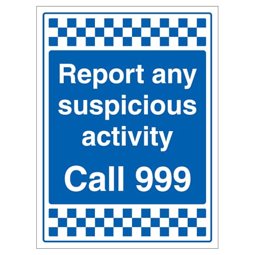 V Safety Report Any Suspicious Activity - Call 999 Sicherheitsschild aus Aluminiumverbundstoff, 450 x 600 mm, 3 mm V Safety Report Any Suspicious Activity - Call 999 Sicherheitsschild aus Aluminiumverbundstoff, 450 x 600 mm, 3 mm von VSafety