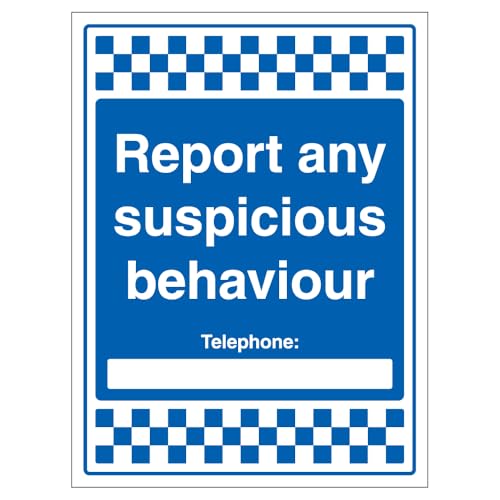 V Safety Report Any Suspicious Behaviour - Telephone Sicherheitsschild aus Aluminiumverbundstoff, 450 x 600 mm, 3 mm V Safety Report Any Suspicious Behaviour - Telephone Sicherheitsschild aus Aluminiumverbundstoff, 450 x 600 mm, 3 mm von VSafety