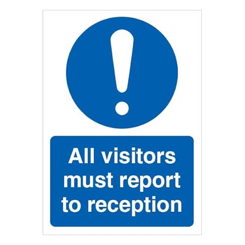 V Safety Selbstklebendes Vinyl-Sicherheitsschild "All Visitors Must Report To Reception", A4, 297 x 210 cm von VSafety