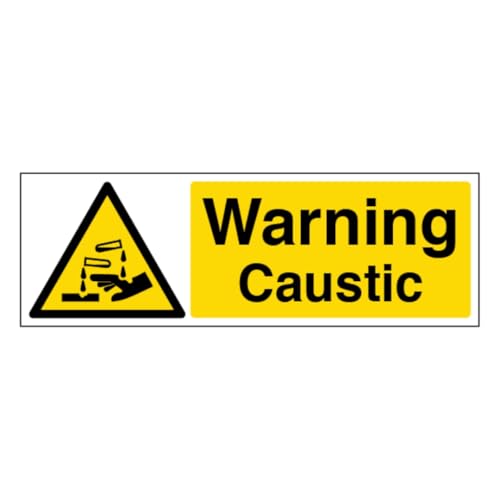 V Safety Warning Caustic – Querformat, 300 x 100 mm, selbstklebendes Vinyl-Sicherheitsschild von VSafety