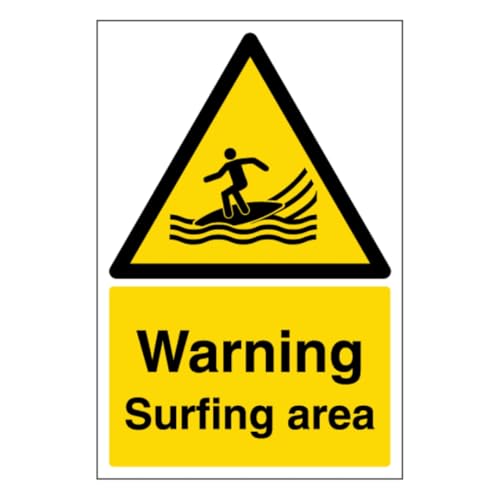 V Safety Warning Surfing Area, Hochformat, 300 x 400 mm, selbstklebendes Vinyl-Sicherheitsschild von VSafety