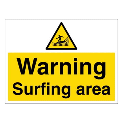V Safety Warning Surfing Area, großes Querformat, 400 x 300 mm, selbstklebendes Vinyl-Sicherheitsschild von VSafety