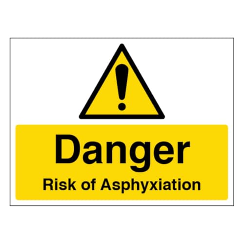 V Safety Warnschild "Danger Risk of Asphyxiation", großes Querformat, 600 x 450 mm, selbstklebendes Vinyl-Sicherheitsschild von VSafety