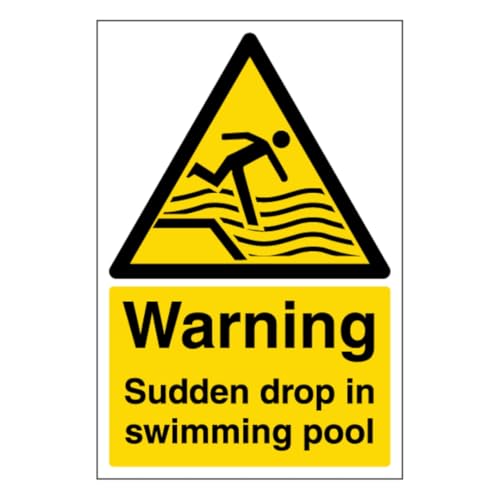 V Safety Warnschild "Sudden Drop In Swimming Pool", Hochformat, 200 x 300 mm, selbstklebendes Vinyl-Sicherheitsschild von VSafety