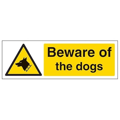 V Safety Warnschild mit Aufschrift "Beware Of The Dog", Querformat, 300 x 100 mm, selbstklebendes Vinyl, Aluminium-Effekt V Safety Warnschild mit Aufschrift "Beware Of The Dog", Querformat, 300 x 100 mm, selbstklebendes Vinyl, Aluminium-Effekt von VSafety