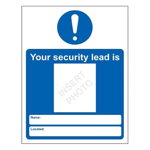 V Safety Your Security Lead Is 150 x 200 mm, selbstklebendes Vinyl-Sicherheitsschild, leuchtet im Dunkeln, englischsprachig von VSafety
