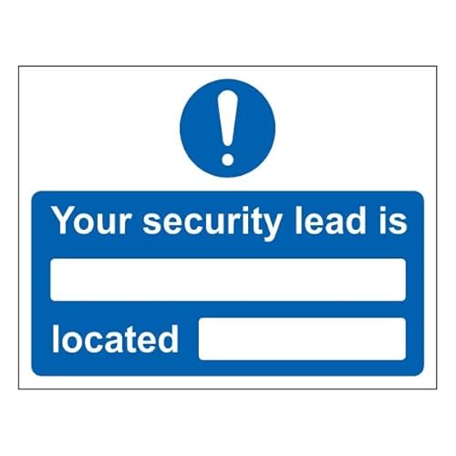 V Safety Your Security Lead Is Located 300 x 200 mm, selbstklebendes Vinyl-Sicherheitsschild von VSafety