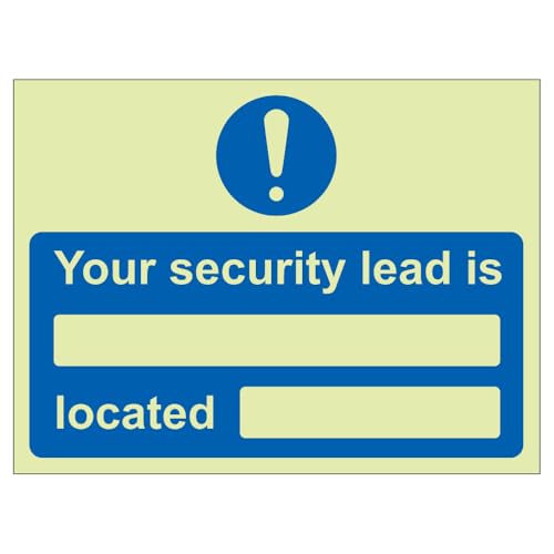 V Safety Your Security Lead Is Located Vinyl-Sicherheitsschild, leuchtet im Dunkeln, 300 x 200 mm von VSafety