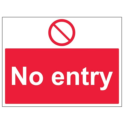 V Safety englisches Schild "No Entry", großes Querformat, 600 x 450 mm, leuchtet im Dunkeln, selbstklebendes Vinyl-Sicherheitsschild von VSafety