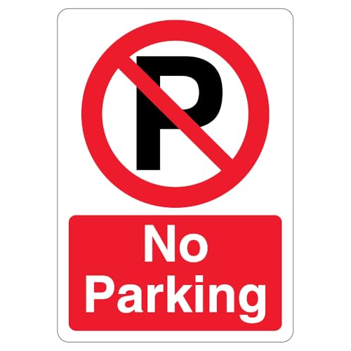 V Safety englisches Schild mit Aufschrift "No Parking – Prohibition Symbol with 'P", 210 x 297 mm (A4), selbstklebendes Vinyl-Sicherheitsschild von VSafety