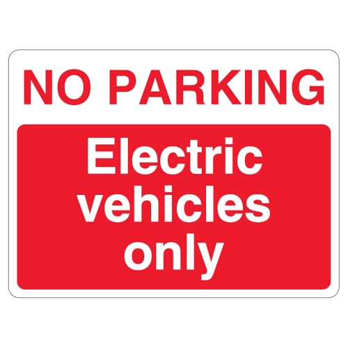 V Safety englisches Sicherheitsschild "No Parking Electric Vehicles Only", Querformat, 600 x 450 mm, 3 mm Aluminiumverbund-Sicherheitsschild von VSafety