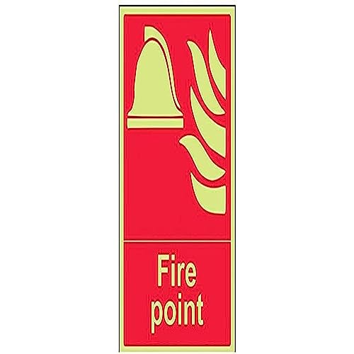 VSafety 13006AU-G Ausrüstungsschild "Fire Point", leuchtet im Dunkeln, 1 mm Kunststoff, Hochformat, 200 mm x 300 mm, rot von VSafety