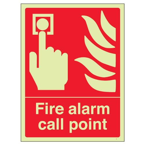 VSafety Ausrüstungsschild „Fire Alarm Call Point“, leuchtet im Dunkeln, 1 mm, Hochformat, Kunststoff, 150 mm x 200 mm, rot, 13001AN-G von VSafety