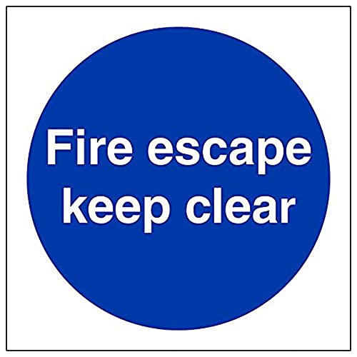 VSafety Schild "Fire Escape Keep Clear", quadratisch, 3 Stück, 100mm x 100mm, 3 von VSafety