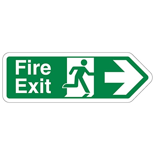 VSafety Sicherheitsschild – Fire Exit Pfeil rechts – 300 x 100 – selbstklebendes Vinyl von VSafety