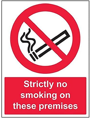 VSafety Verbotsschild „Rauchen auf diesem Gelände streng verboten“ (Strictly No Smoking On These Premises), Hochformat, 300 x 400 mm, selbstklebendes Vinyl von VSafety