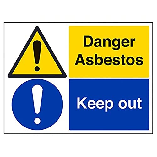 VSafety Warnschild, Englische Aufschrift: „Danger Asbest Keep Out“, Querformat, 400 x 300 mm, selbstklebendes Vinyl von VSafety