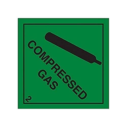 VSafety Warnschild „Compressed Gas“, quadratisch, 100 mm x 100 mm, selbstklebendes Vinyl von VSafety