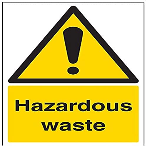 VSafety Warnschild „Gefährlicher Abfall“ (Hazardous Waste), Hochformat, 200 x 300 mm, selbstklebendes Vinyl von VSafety