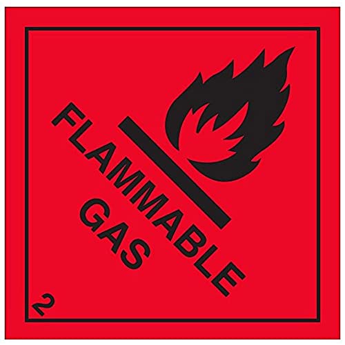 VSafety Warnschild mit Aufschrift „Flammable Gas“, quadratisch, 100 x 100 mm, selbstklebendes Vinyl von VSafety