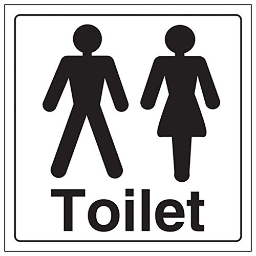 Vsafety 71050AM-S allgemeine Türaufschrift, „Gents/Ladies Toilet“, selbstklebendes Vinyl, quadratisch, 150 mm x 150 mm, schwarz von VSafety