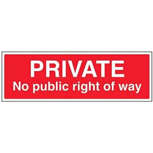 Vsafety 76023BJ-S allgemeines, landwirtschaftliches Schild, „Private, No Public Right Of Way“, selbstklebend, Landschaft, 450 mm x 150 mm, rot von VSafety