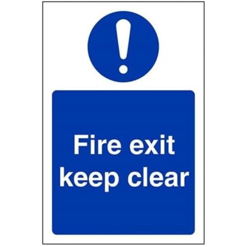 vsafety 1. FC Kaiserslautern ag-s "FIRE EXIT KEEP CLEAR" Pflicht Schilder, selbstklebendes Vinyl, Portrait, 100 mm x 150 mm, blau von VSafety